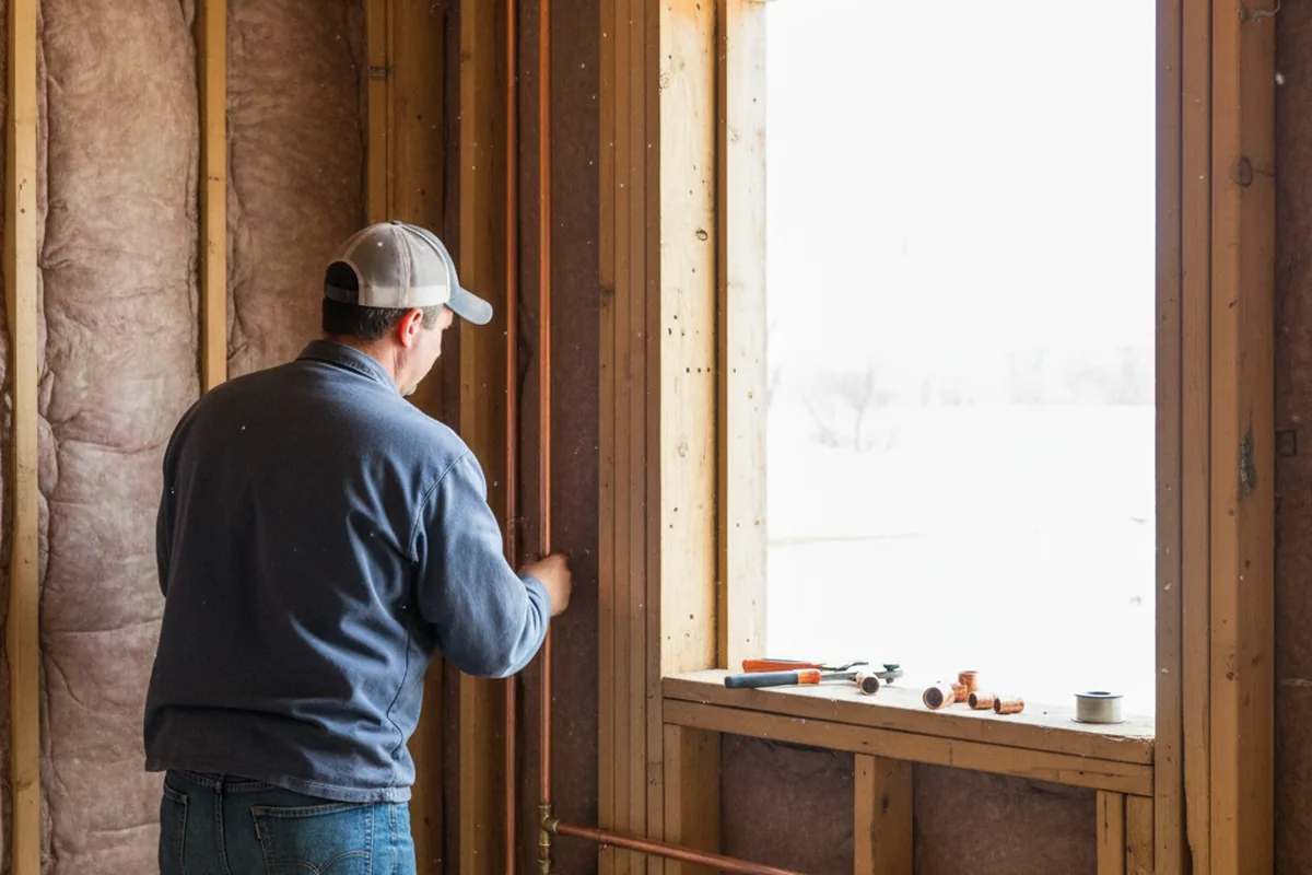 Licensed plumber running new copper supply lines in a Zachary home