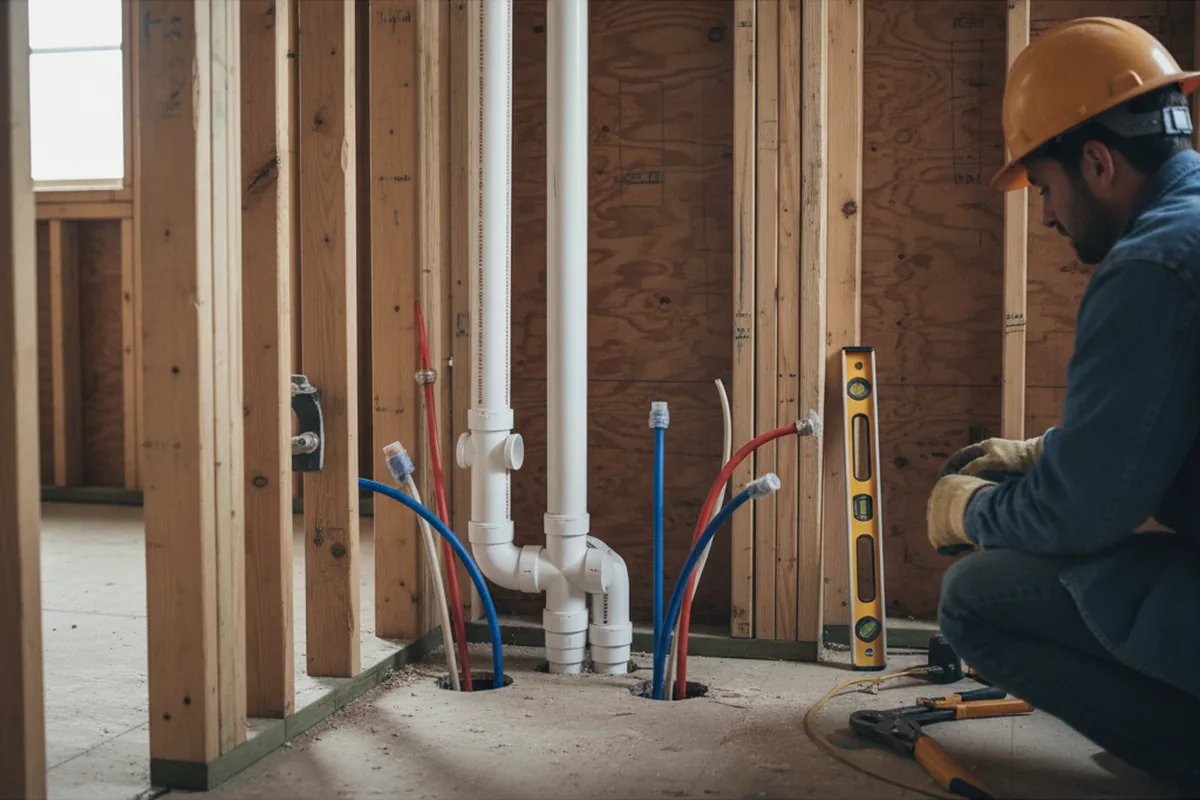 Drain and supply rough-in during Sump Pump Repair in Zachary