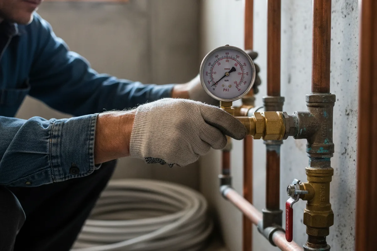 Pressure testing a repaired line during Water Line Repair in Zachary